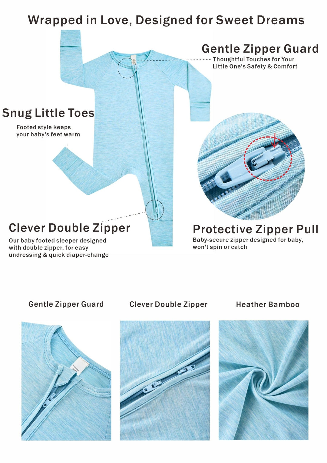 Long Sleeve One Piece Candy Macaron Blue - MOSSRIVER