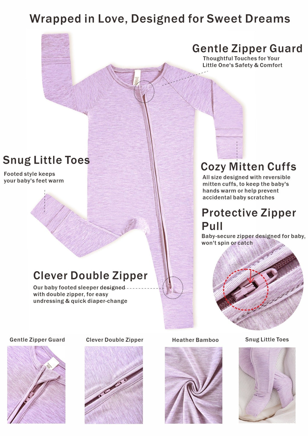 Long Sleeve One Piece Candy Macaron Lilac - MOSSRIVER