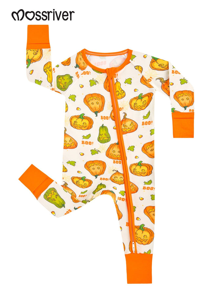 Long Sleeve One Piece Smiling Jack - o' - Lantern - MOSSRIVER
