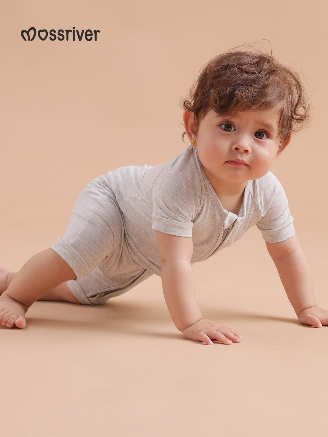 Short Sleeve One Piece Candy Macaron Gray - MOSSRIVER