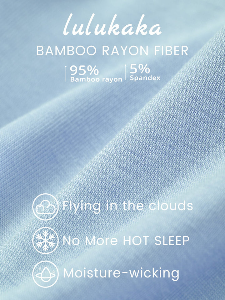 Women Bamboo Viscose Pajama Sets Ruffled Cuff Hem Long Sleeve Fancy Yarn 2 Piece Loungewear Loose Fit Drop Shoulder - MOSSRIVER