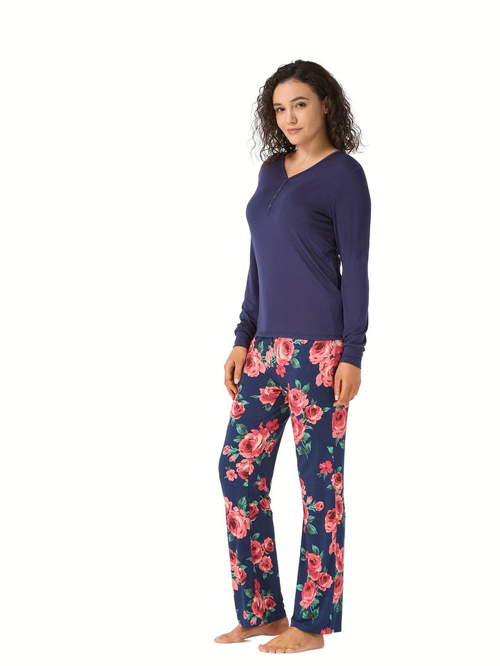 Women Lounge Set Pink Floral - MOSSRIVER