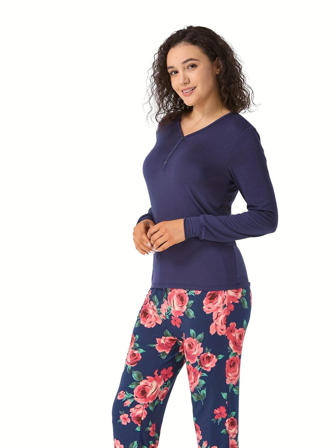 Women Lounge Set Pink Floral - MOSSRIVER