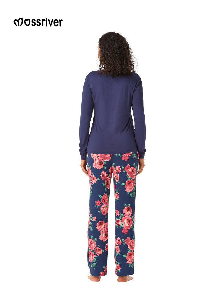 Women Lounge Set Pink Floral - MOSSRIVER