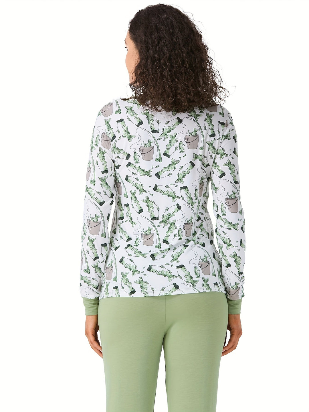 Women's Lounge Set Fisherman Print - MOSSRIVER