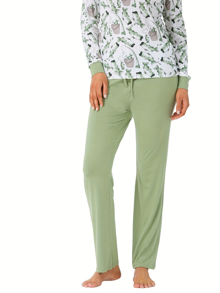 Women's Lounge Set Fisherman Print - MOSSRIVER