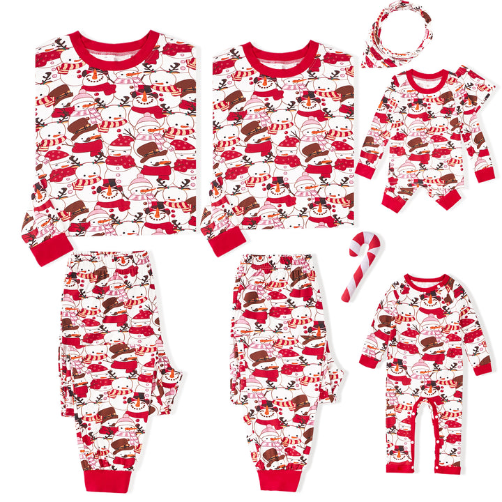 Christmas Family Matching Pajamas | Allover Snowman Print Long Sleeve Set