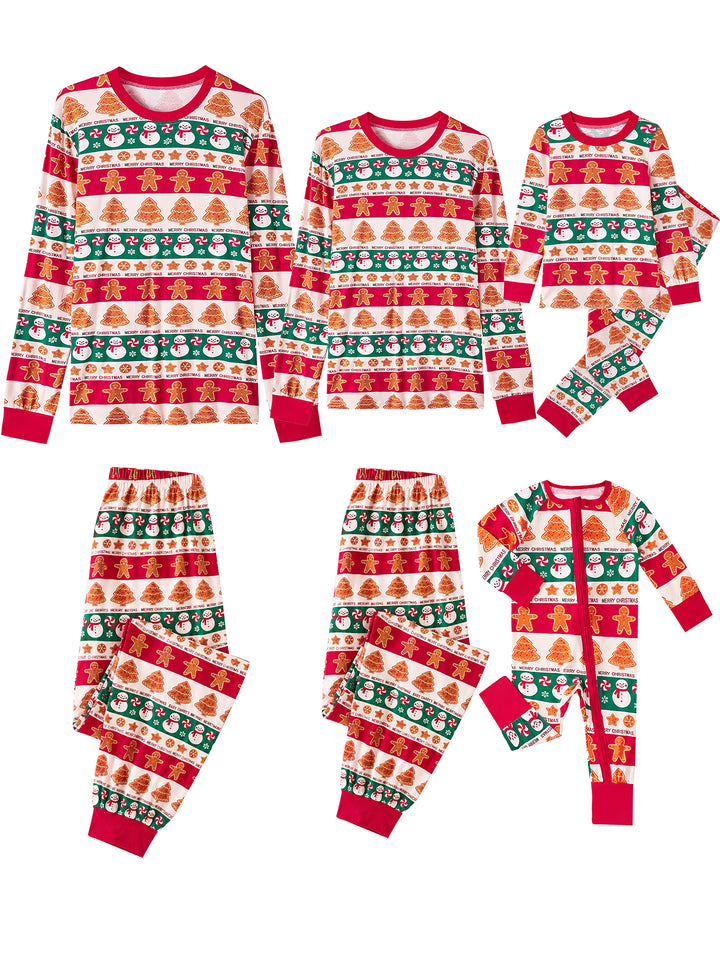 Christmas Family Matching Pajamas | Allover Gingerbread Print Long Sleeve Set