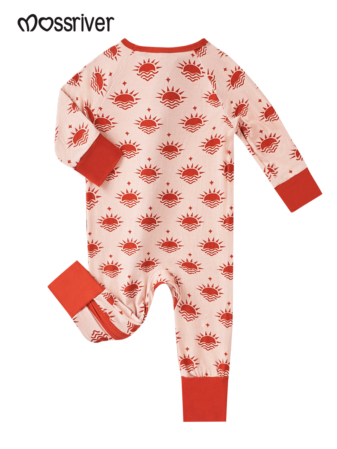 Long-Sleeve Baby One-Piece Sunrise Print Footies