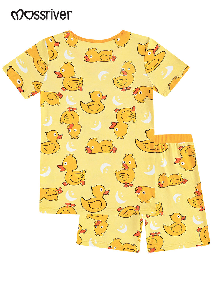 Bamboo Short-Sleeve Kid Pajama Two-Piece Yellow Duckling