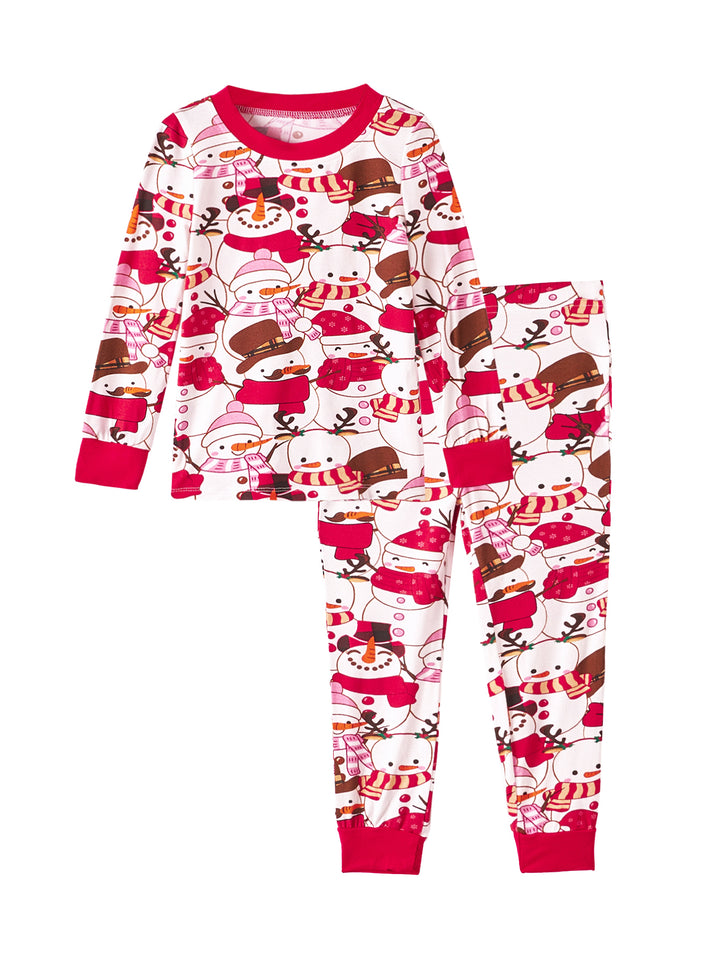 Christmas Family Matching Pajamas | Allover Snowman Print Long Sleeve Set