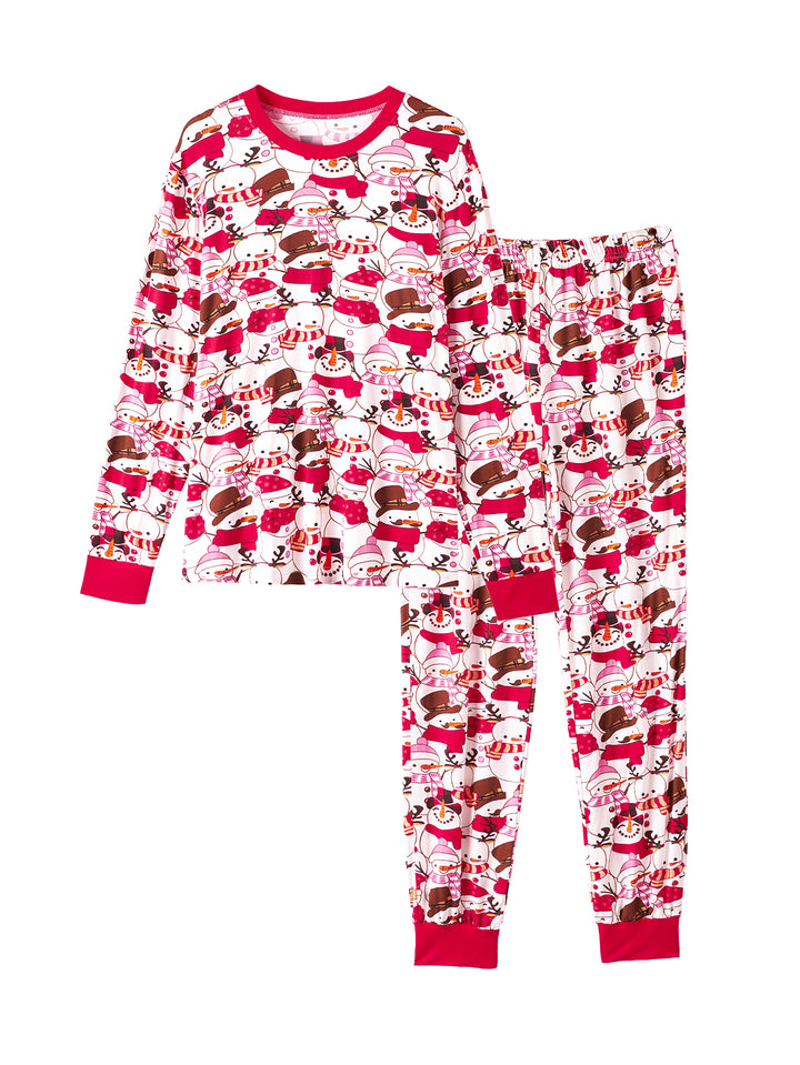 Christmas Family Matching Pajamas | Allover Snowman Print Long Sleeve Set