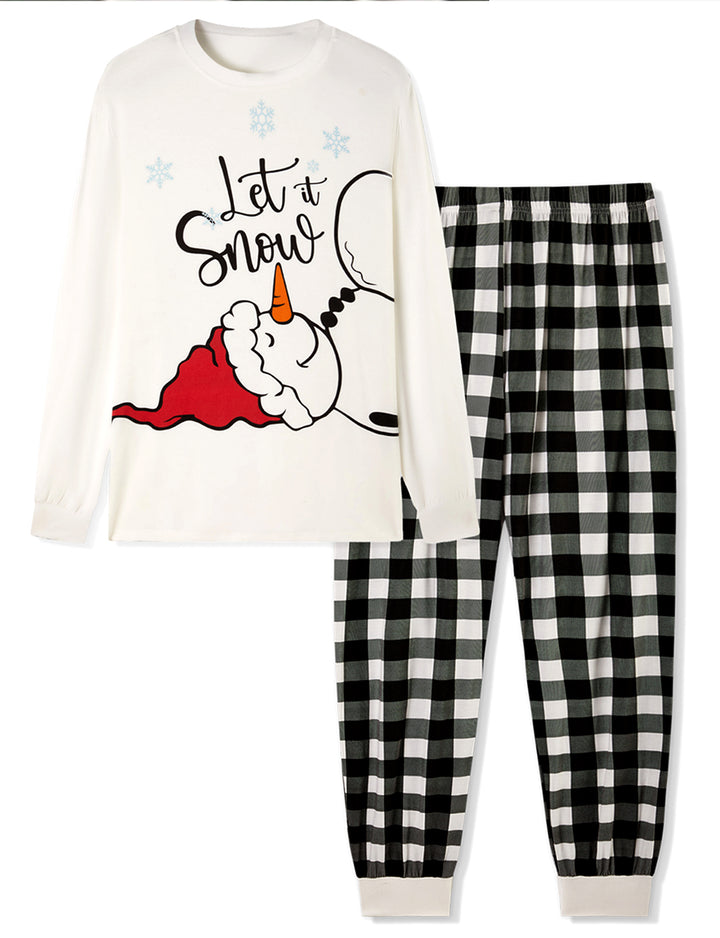 Christmas Family Matching Pajamas | Let It Snow Cartoon Print Long Sleeve Set