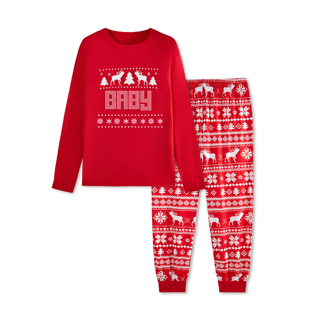 Christmas Family Matching Pajamas | Glow in The Dark Reindeer Print Long Sleeve Set