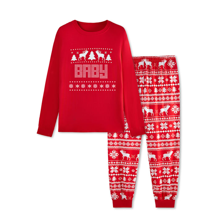 Christmas Family Matching Pajamas | Glow in The Dark Reindeer Print Long Sleeve Set