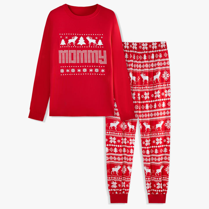 Christmas Family Matching Pajamas | Glow in The Dark Reindeer Print Long Sleeve Set