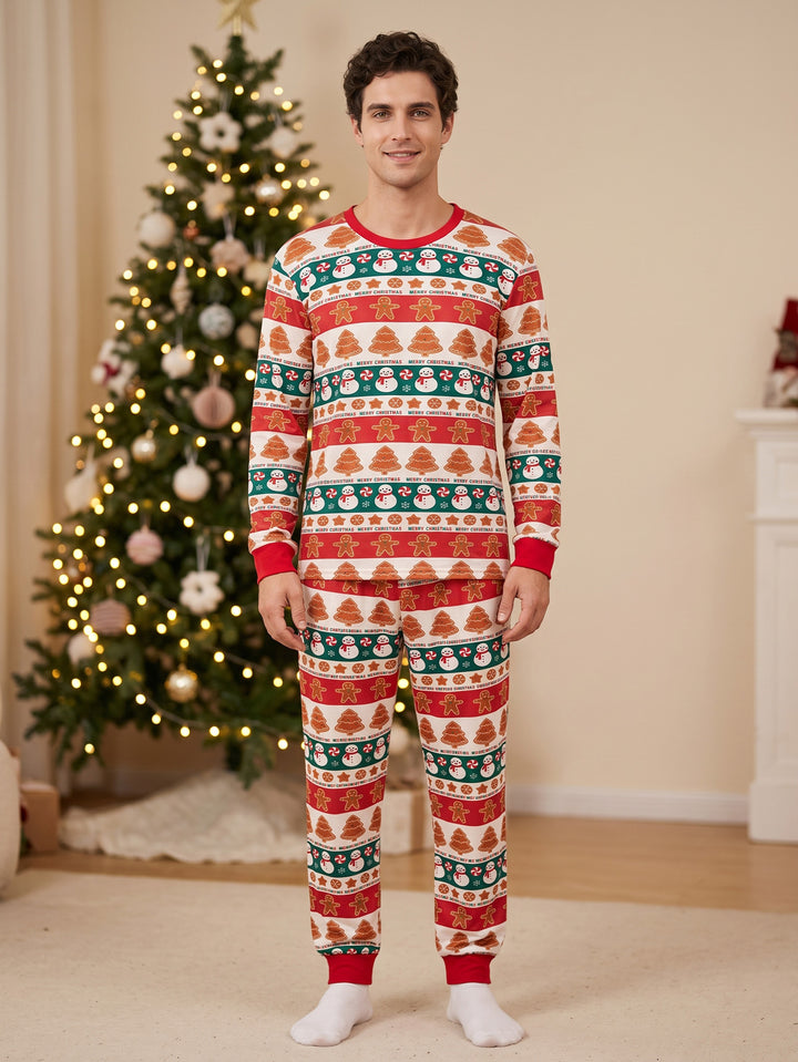 Christmas Family Matching Pajamas | Allover Gingerbread Print Long Sleeve Set