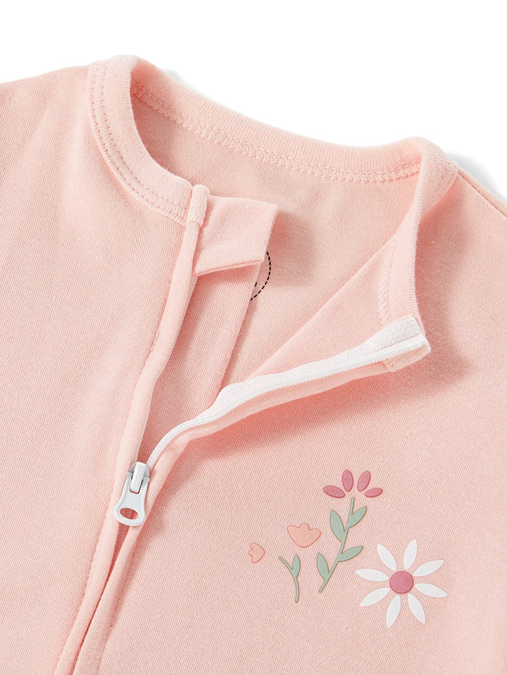 3 - Pack Floral Print Baby Short Sleeve Rompers - MOSSRIVER
