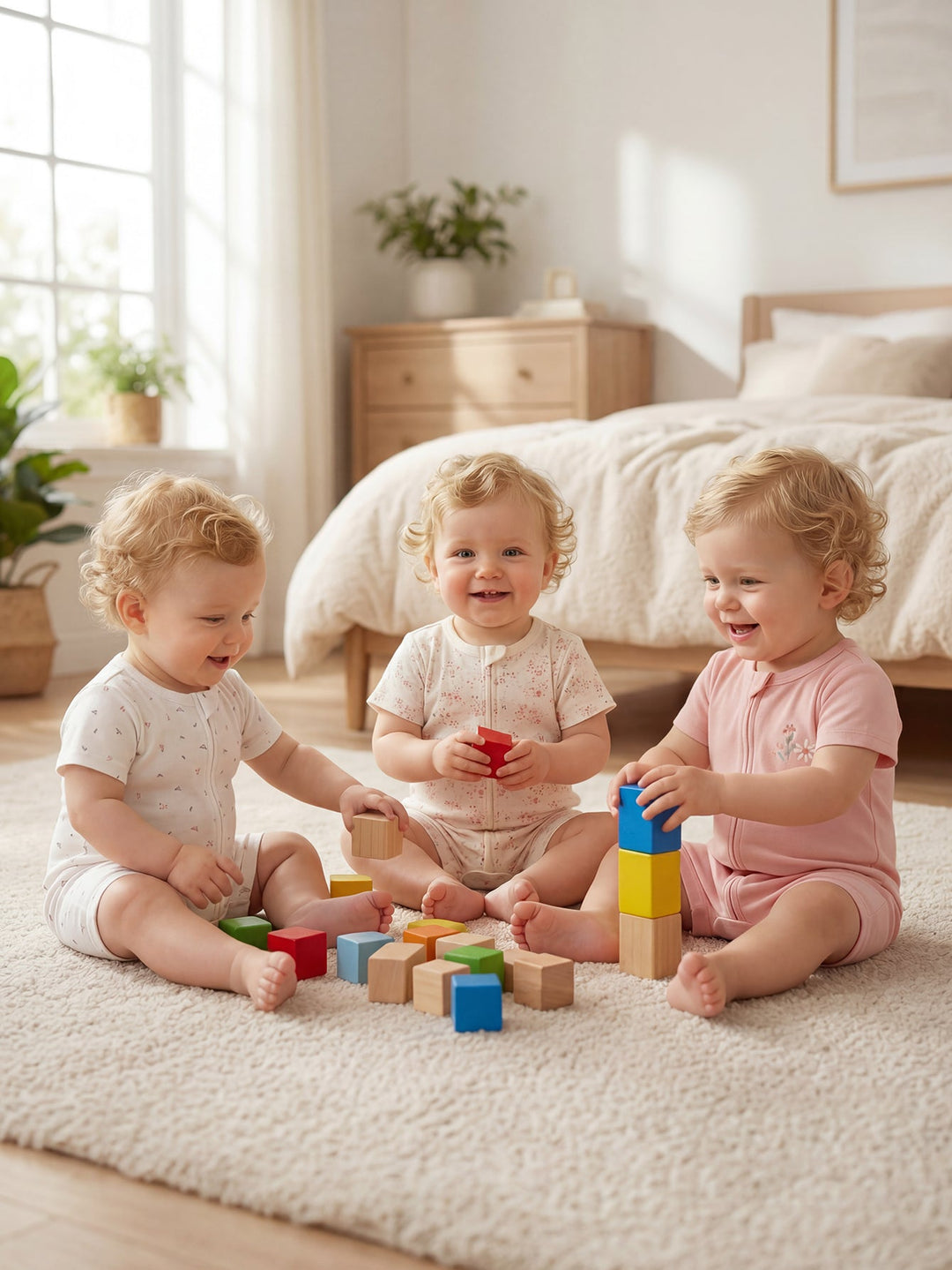 3 - Pack Floral Print Baby Short Sleeve Rompers - MOSSRIVER