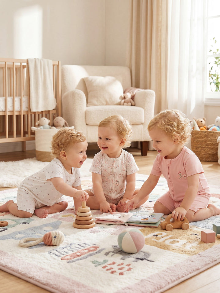 3 - Pack Floral Print Baby Short Sleeve Rompers - MOSSRIVER
