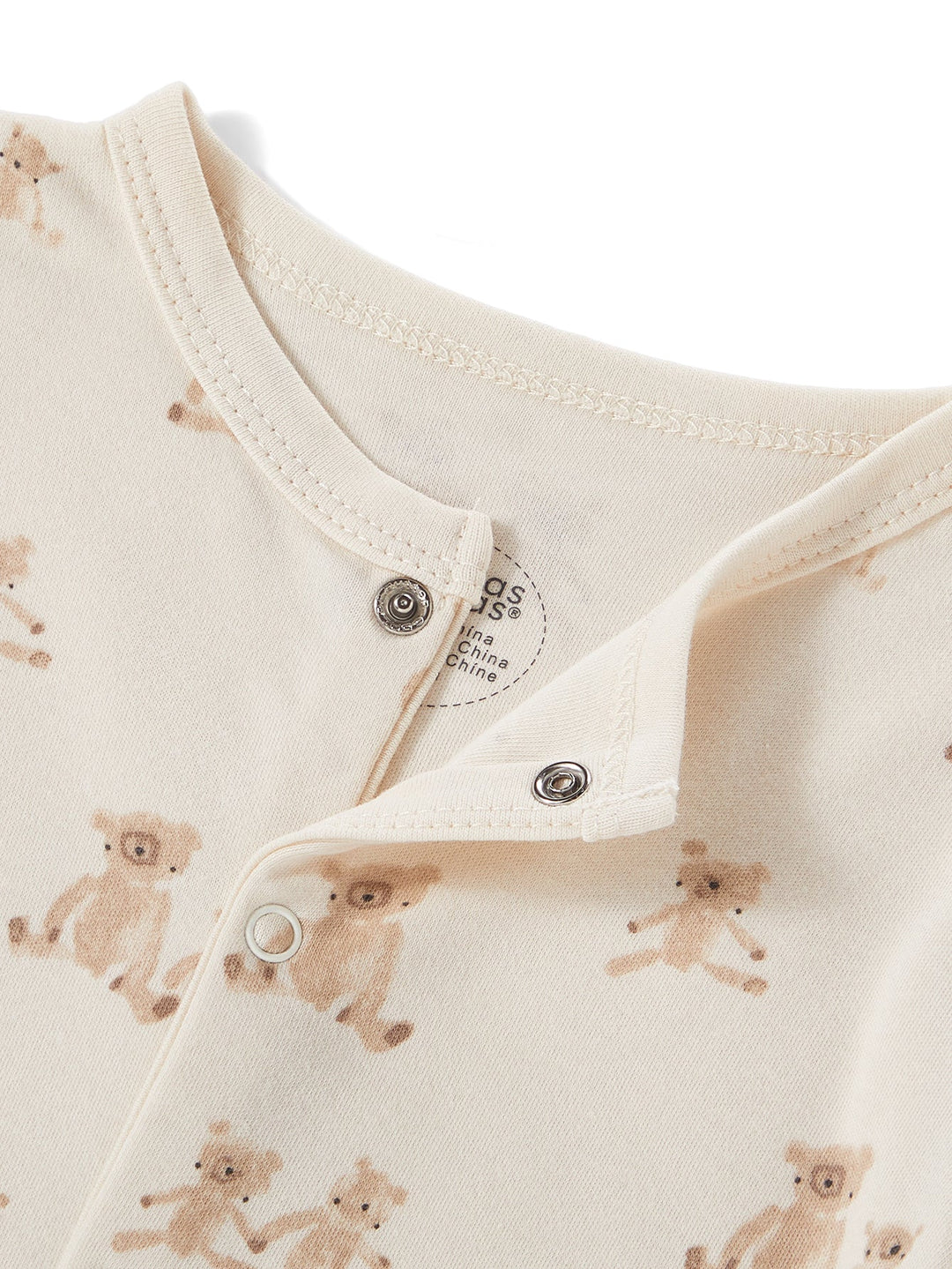 3 - Pack Neutral Bear Print Baby Footed Onesies - MOSSRIVER