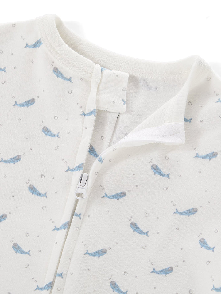3 - Pack Whale Print Baby Short Sleeve Rompers - MOSSRIVER