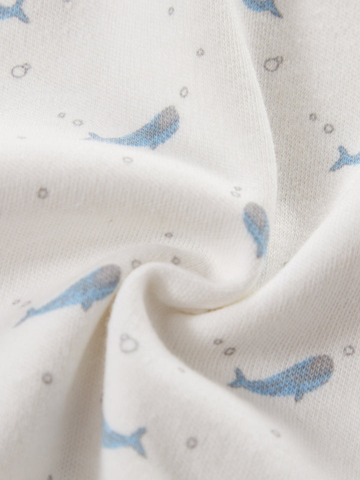 3 - Pack Whale Print Baby Short Sleeve Rompers - MOSSRIVER