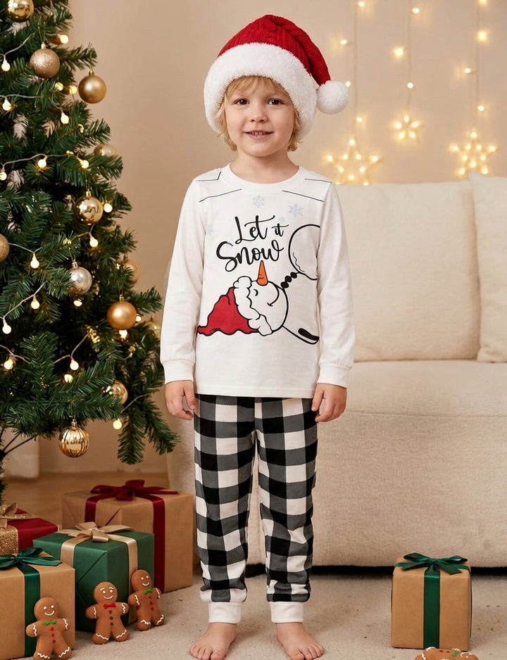 Christmas Family Matching Pajamas | Let It Snow Cartoon Print Long Sleeve Set