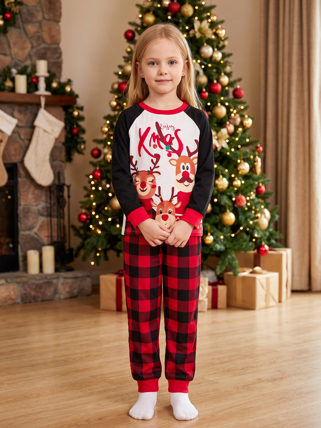 Christmas Family Matching Soft Reindeer Family Print PJS
