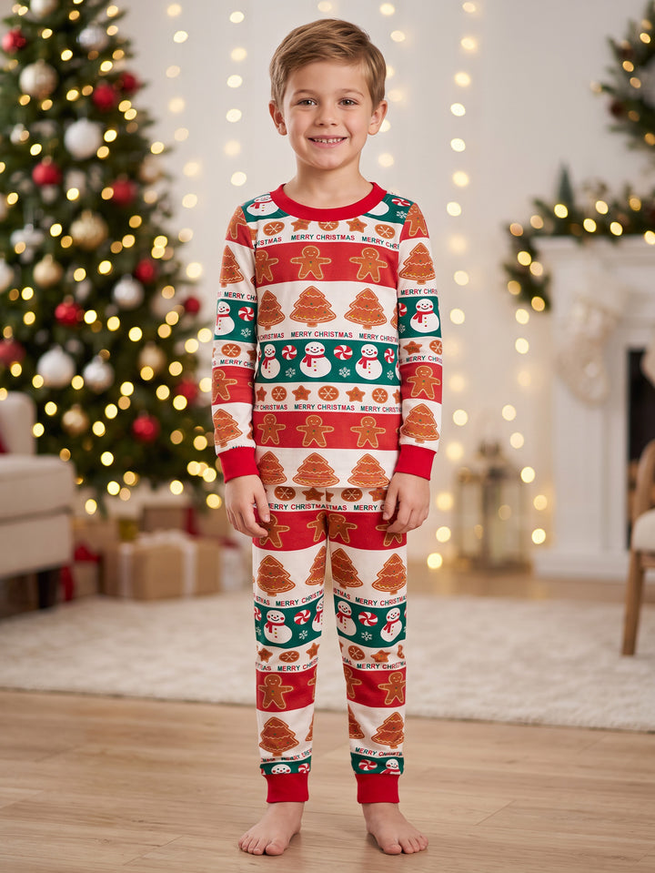Christmas Family Matching Pajamas | Allover Gingerbread Print Long Sleeve Set