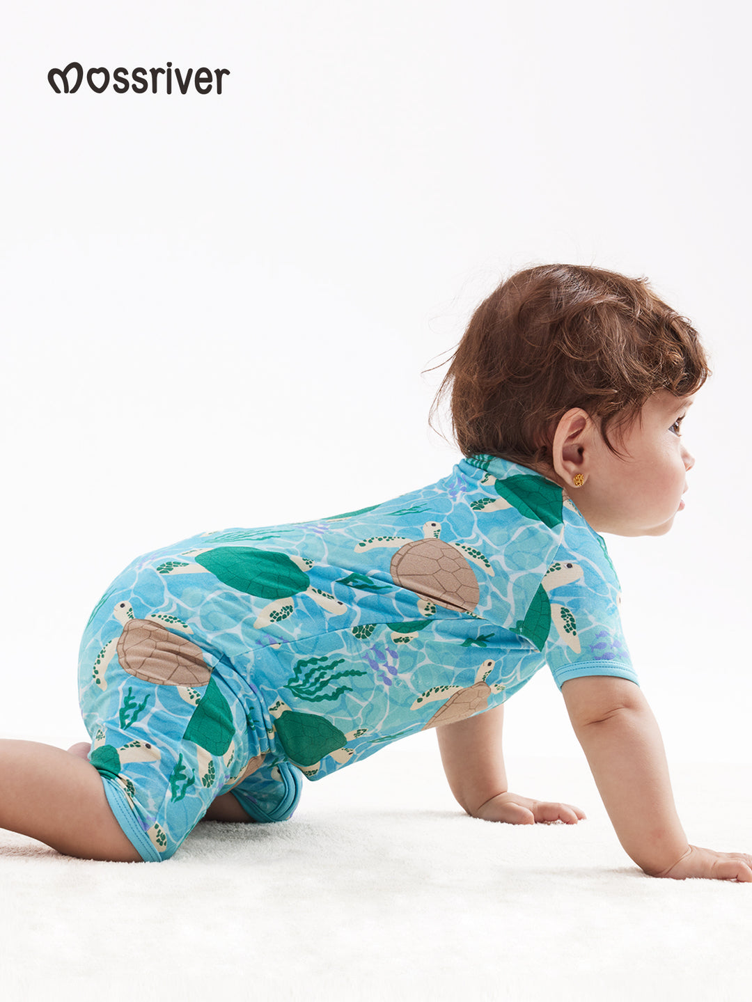 Bamboo Short-Sleeve Baby One-Piece Sea Turtle
