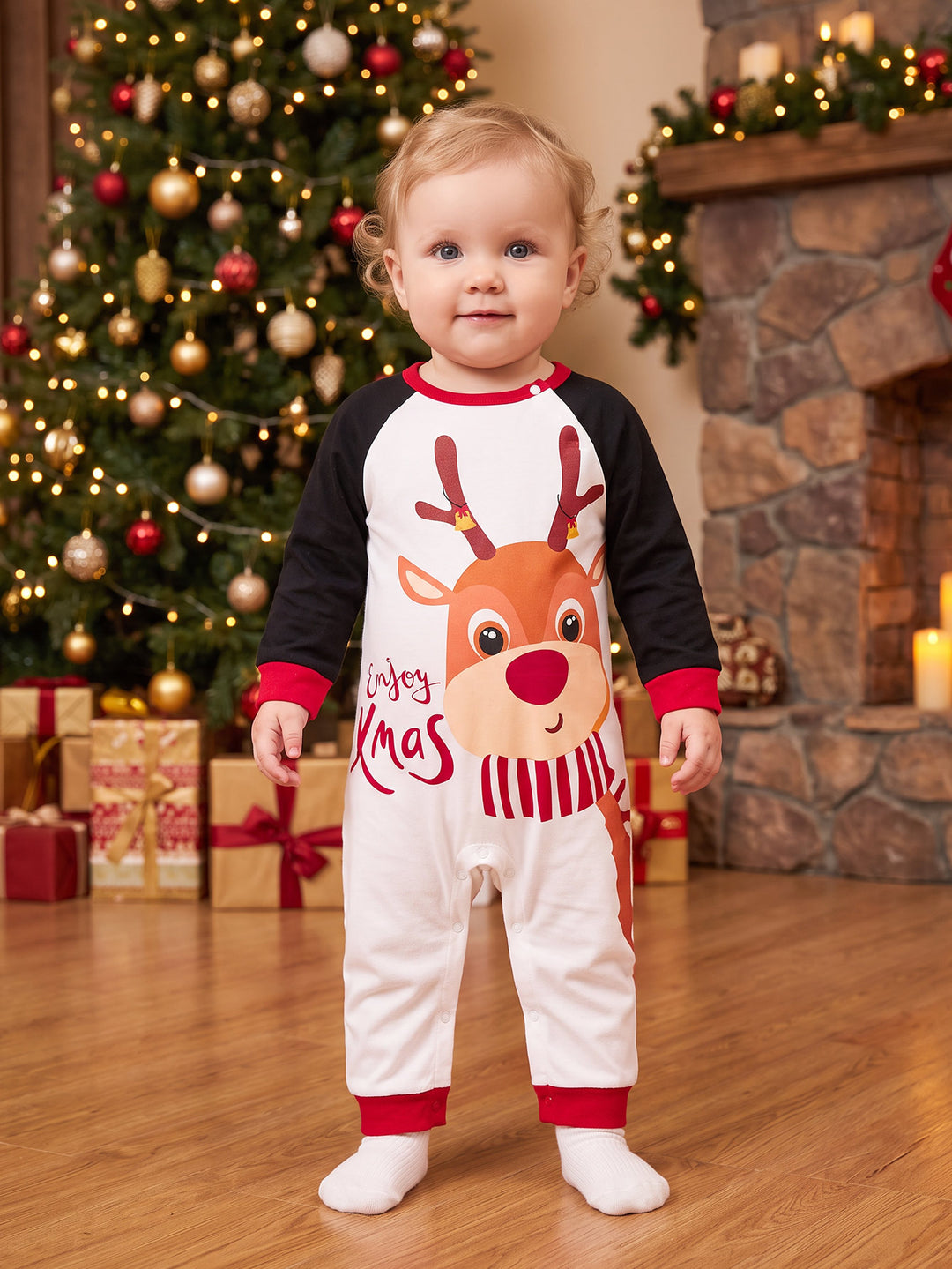 Christmas Family Matching Soft Reindeer Family Print PJS