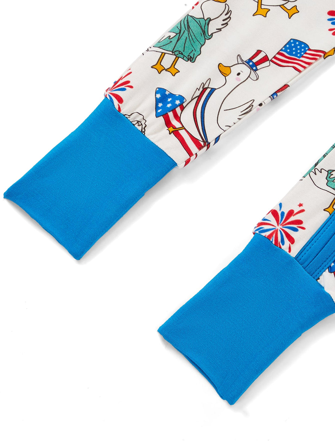 4th of July Patriotic Duck Baby Zip Footed Pajamas | Toddler Long Sleeve Romper - MOSSRIVER