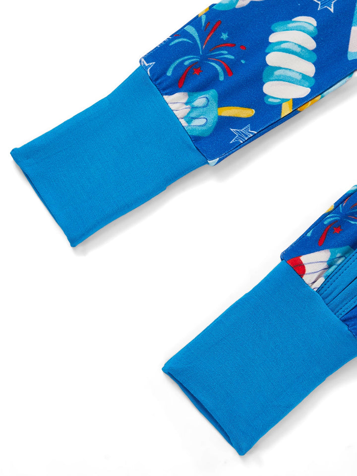 4th of July Popsicle Baby Zip Footed Pajamas | Soft Long Sleeve Toddler Sleep Romper - MOSSRIVER