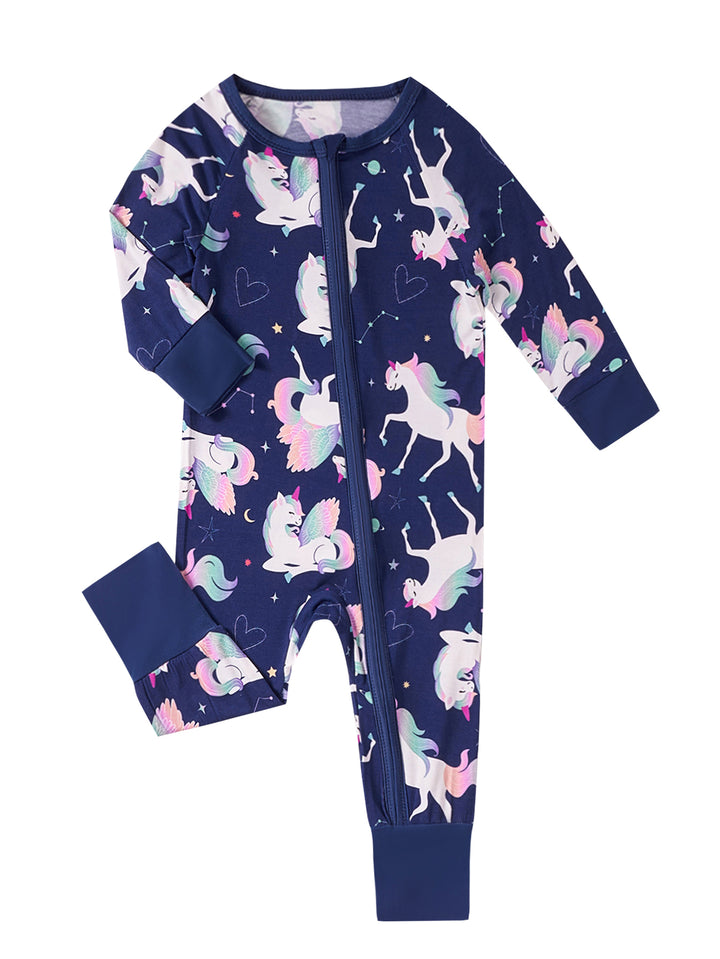 Little Pony Print Long-Sleeve Baby One-Piece