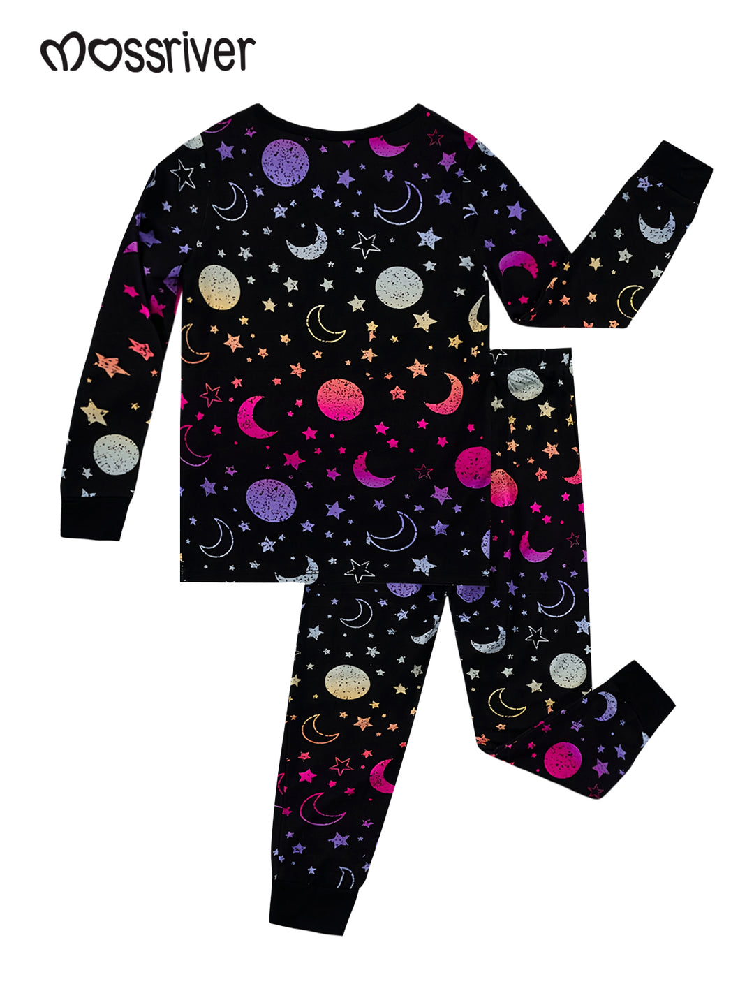 Bamboo Long-Sleeve Kid's Two-Piece Starry Night Sky Print