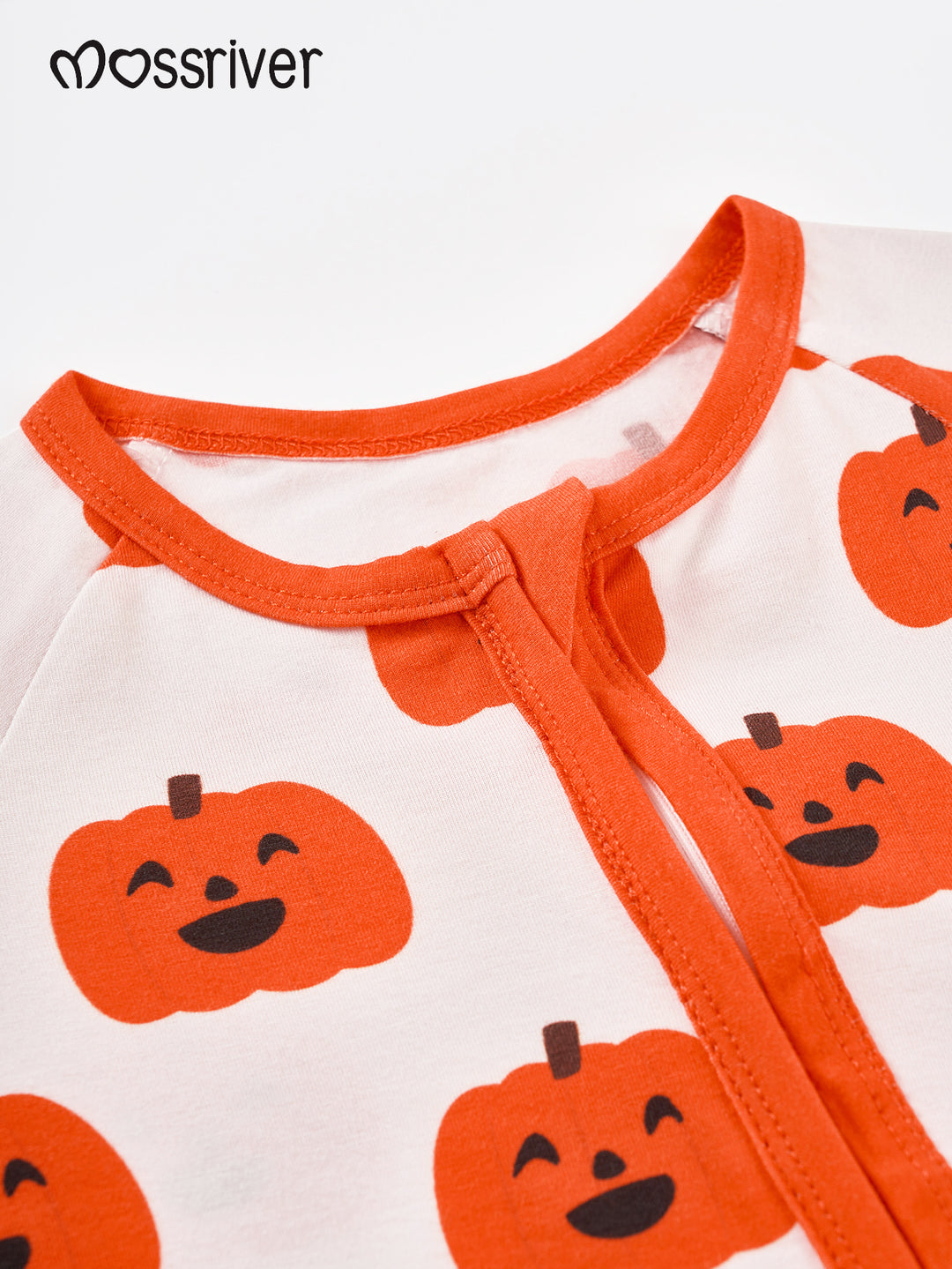 Pumpkin Print Long-Sleeve Baby Footed One-Piece Zipper