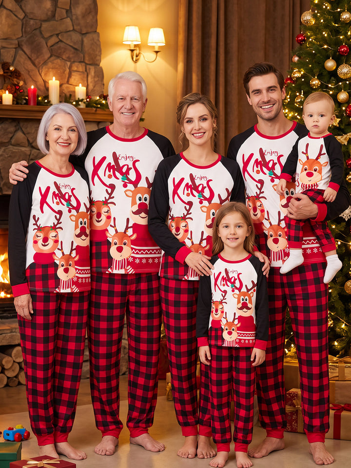 Christmas Family Matching Soft Reindeer Family Print PJS