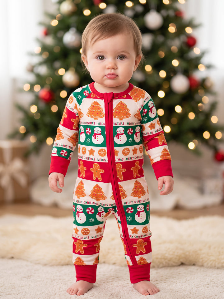 Christmas Family Matching Pajamas | Allover Gingerbread Print Long Sleeve Set