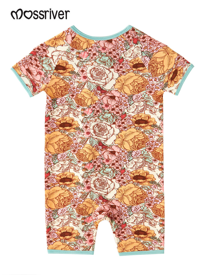 Bamboo Short-Sleeve Baby One-Piece Rose Bouquet