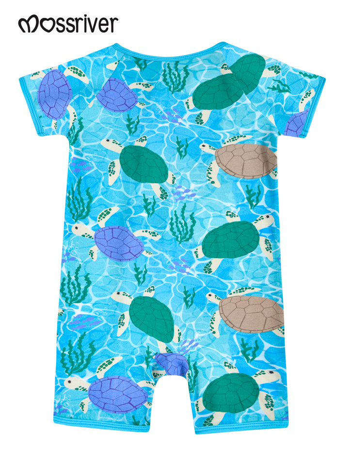 Bamboo Short-Sleeve Baby One-Piece Sea Turtle