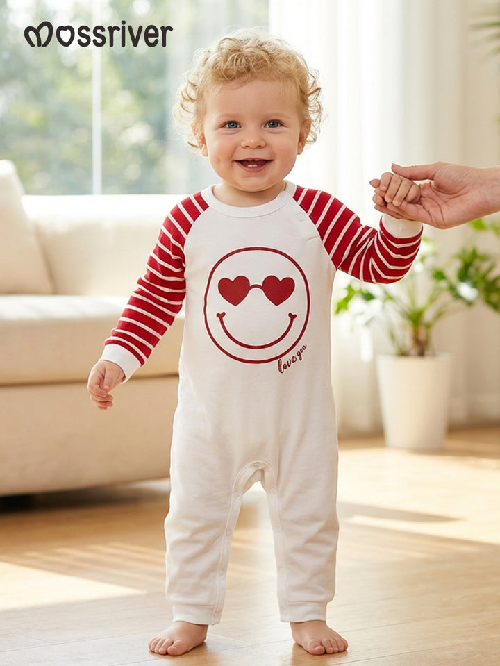 Smile Print Long-Sleeve Baby One-Piece
