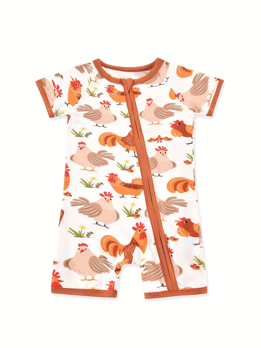 Slim Fit Short Sleeve Baby One-Piece Zipper - front view