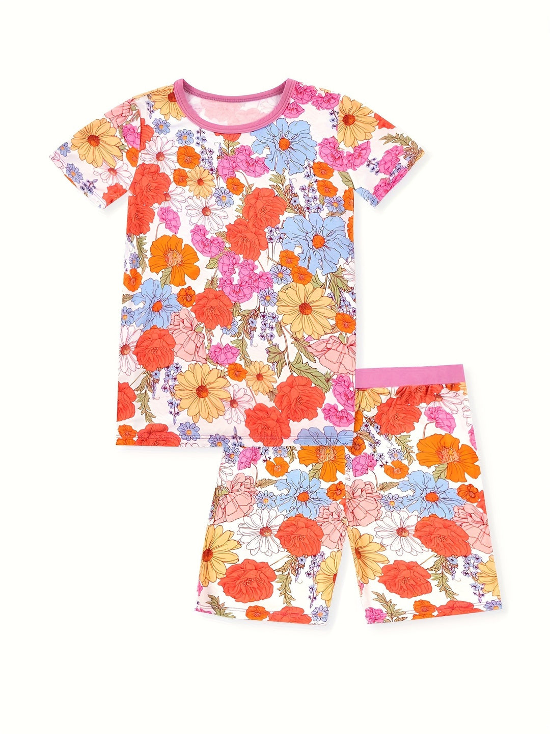 Slim Fit Short Sleeve Pajama Set - front view