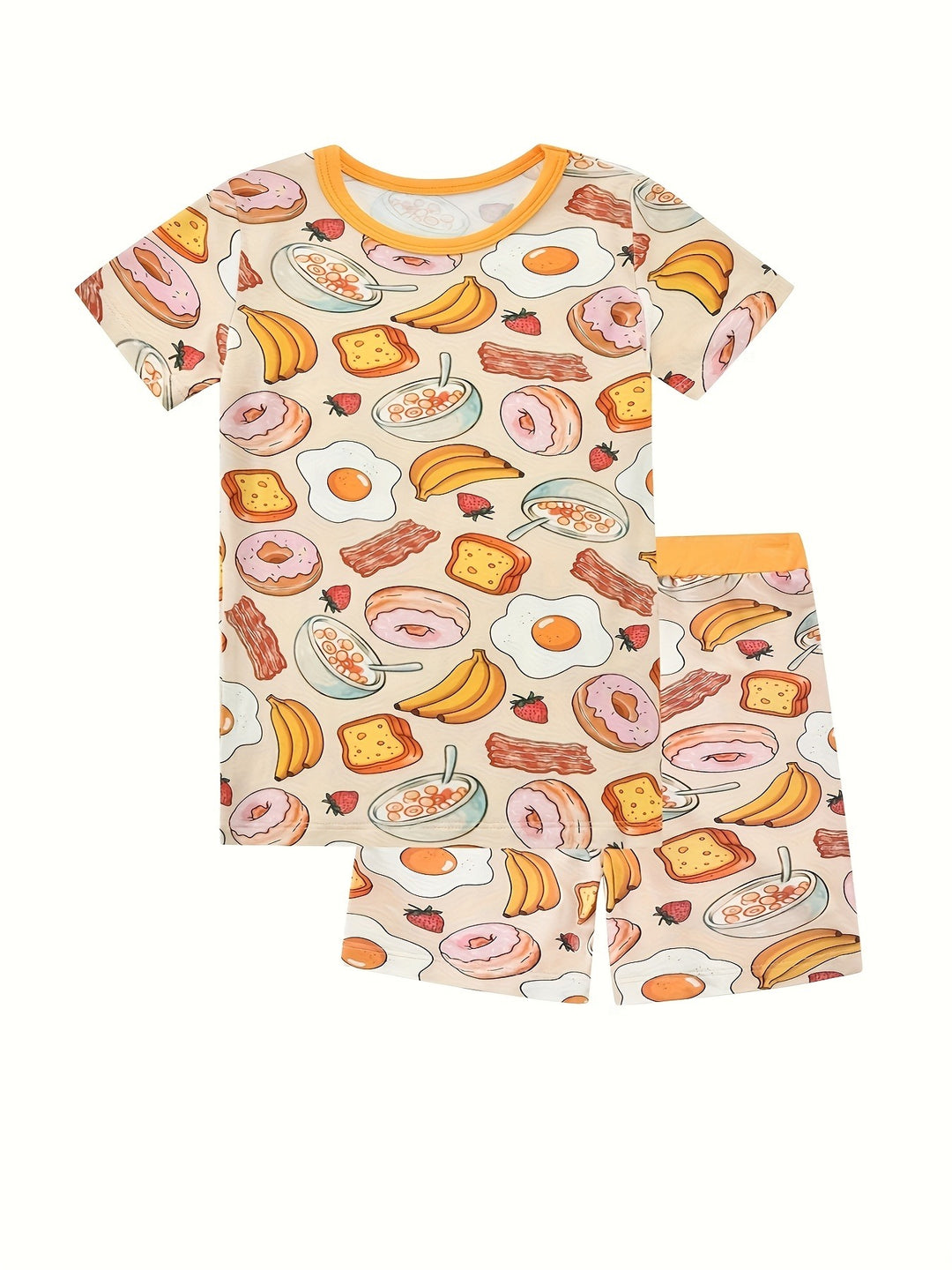 Short-Sleeve Kid Pajama Two-Piece Food Print - front view