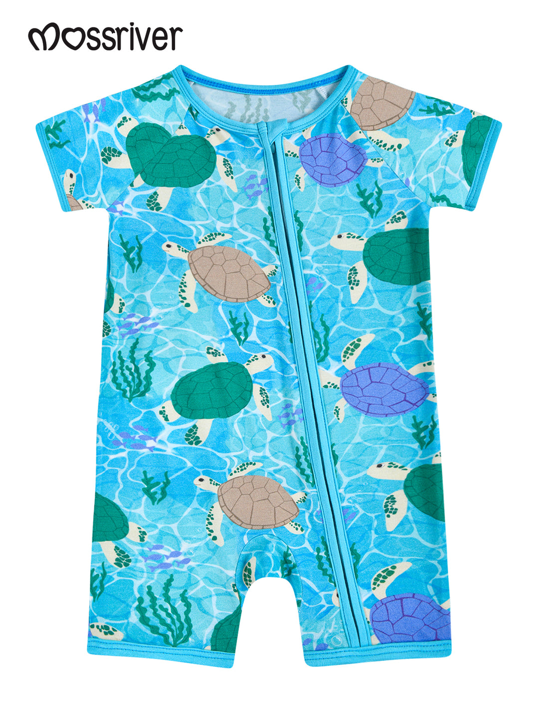 Bamboo Short-Sleeve Baby One-Piece Sea Turtle