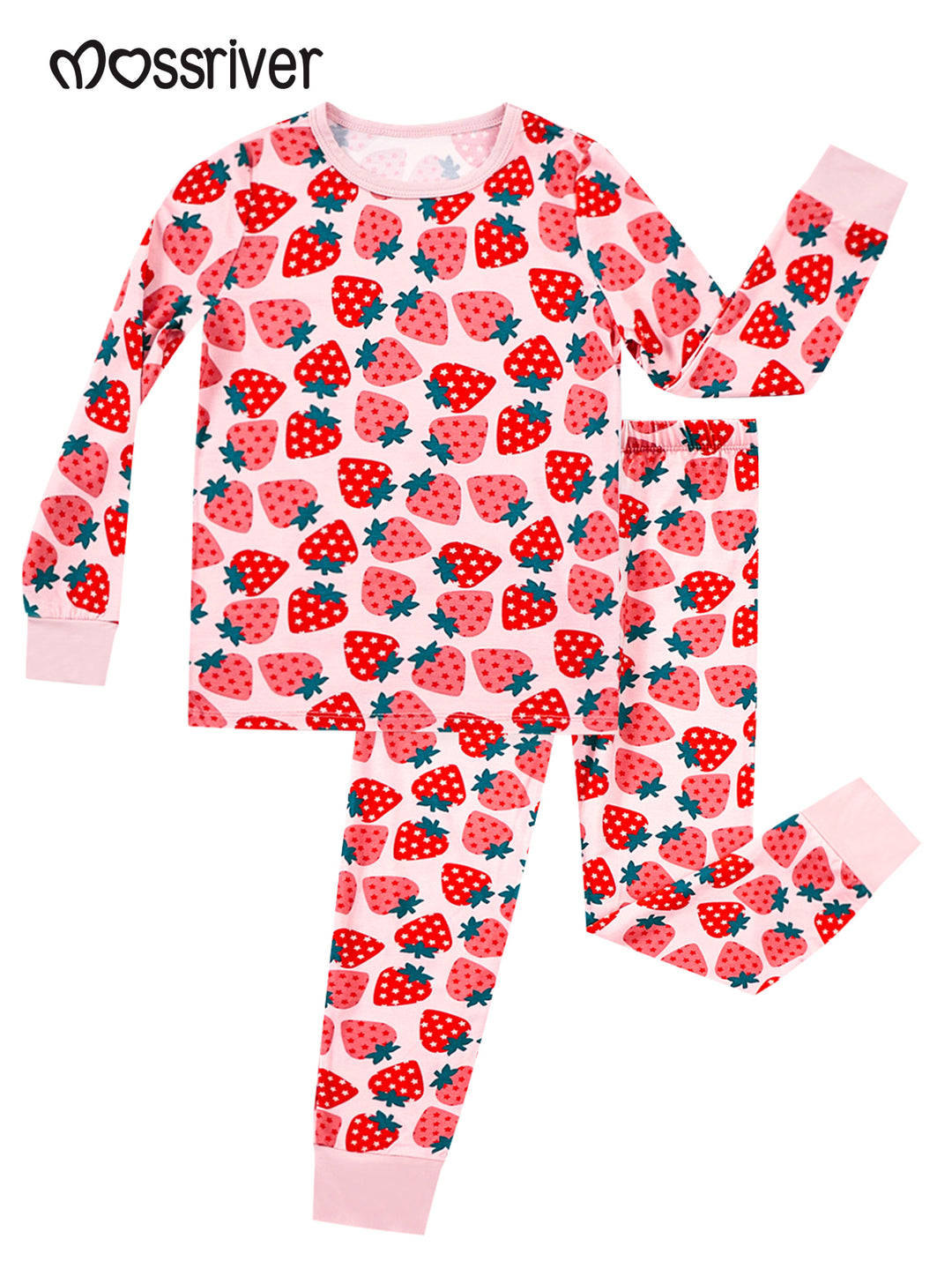 Big Strawberry Print Bamboo Baby Pajamas