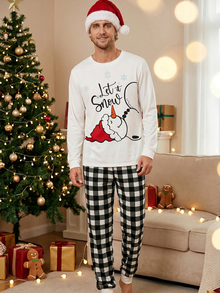 Christmas Family Matching Pajamas | Let It Snow Cartoon Print Long Sleeve Set