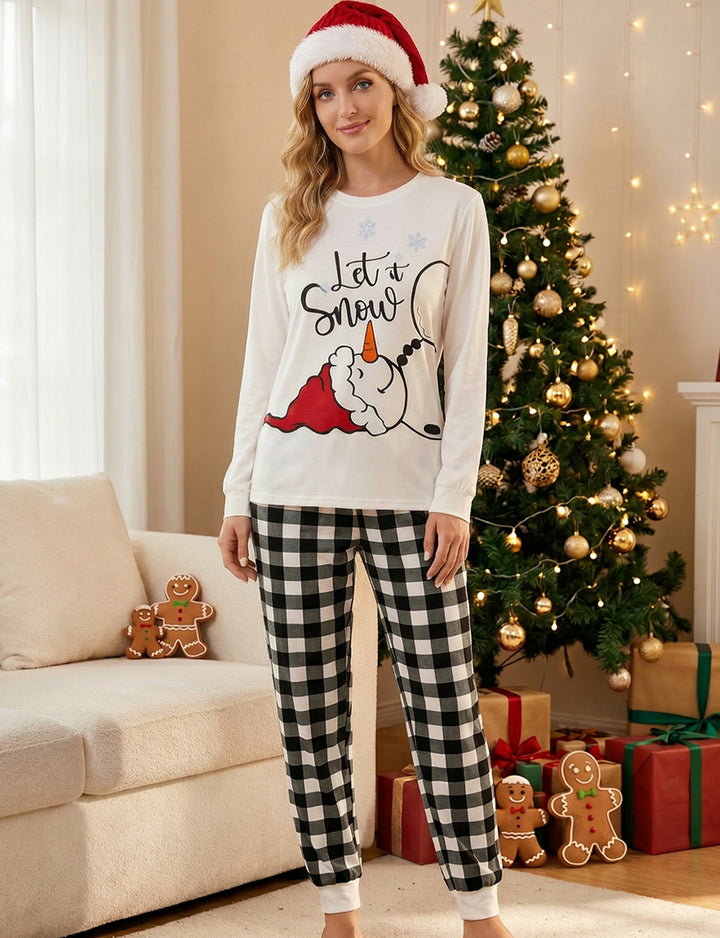 Christmas Family Matching Pajamas | Let It Snow Cartoon Print Long Sleeve Set