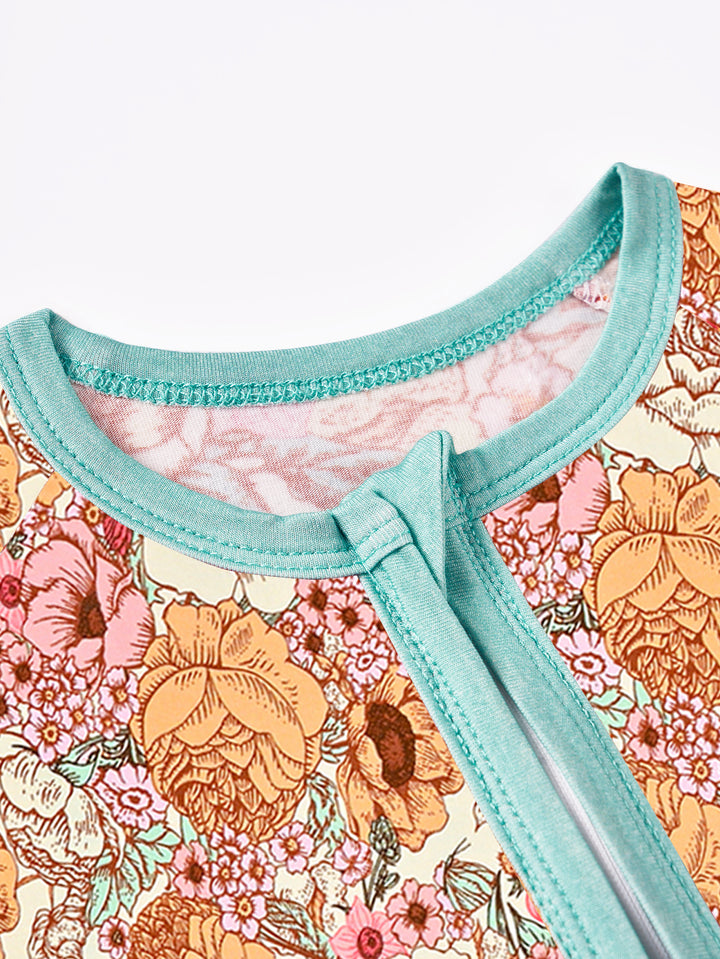 Bamboo Short-Sleeve Baby One-Piece Rose Bouquet